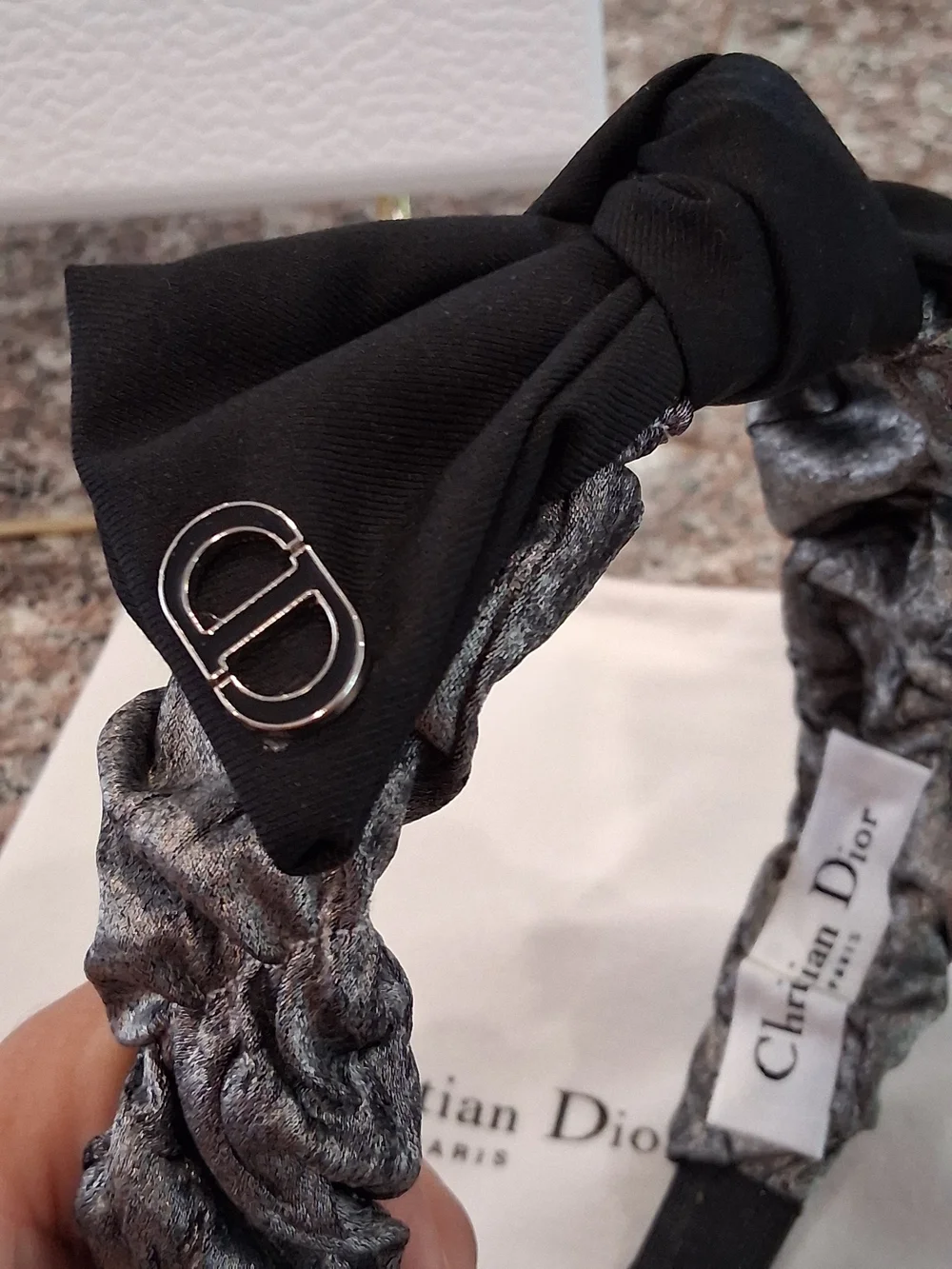 Christian Dior Black & Gray Knotted Headband. Beautiful ,New